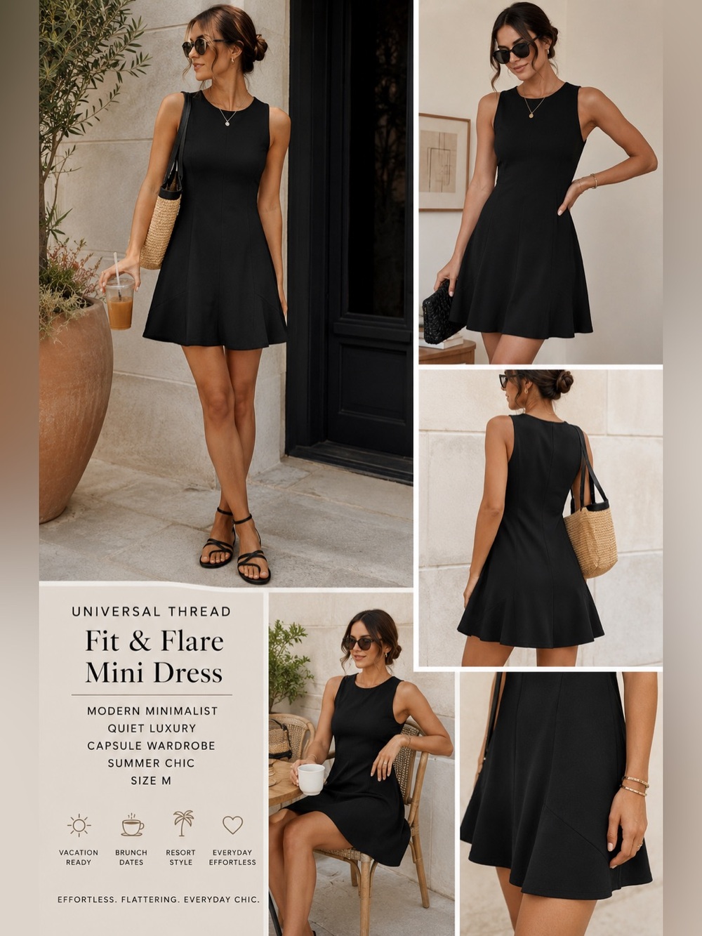 Universal Thread Little Black Dress Modern Minimalist Capsule Wardrobe M